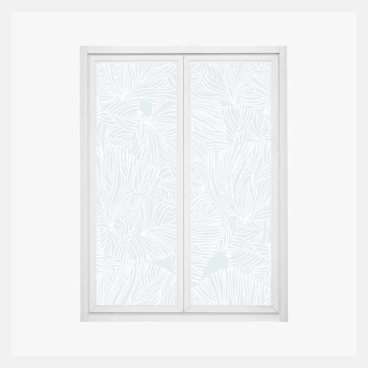 Pegatina para ventana patrón botánico en azul claro y blanco – Pixers®