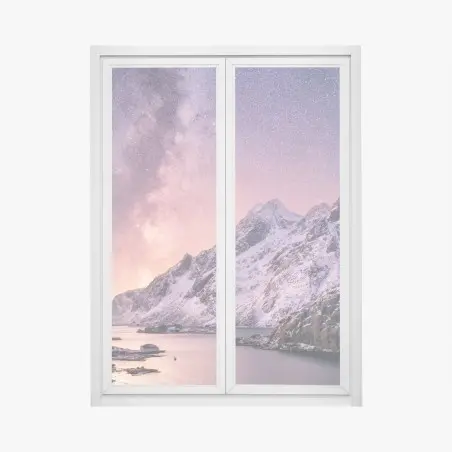 Pegatina para ventana vía láctea sobre fiordo nevado – Pixers®