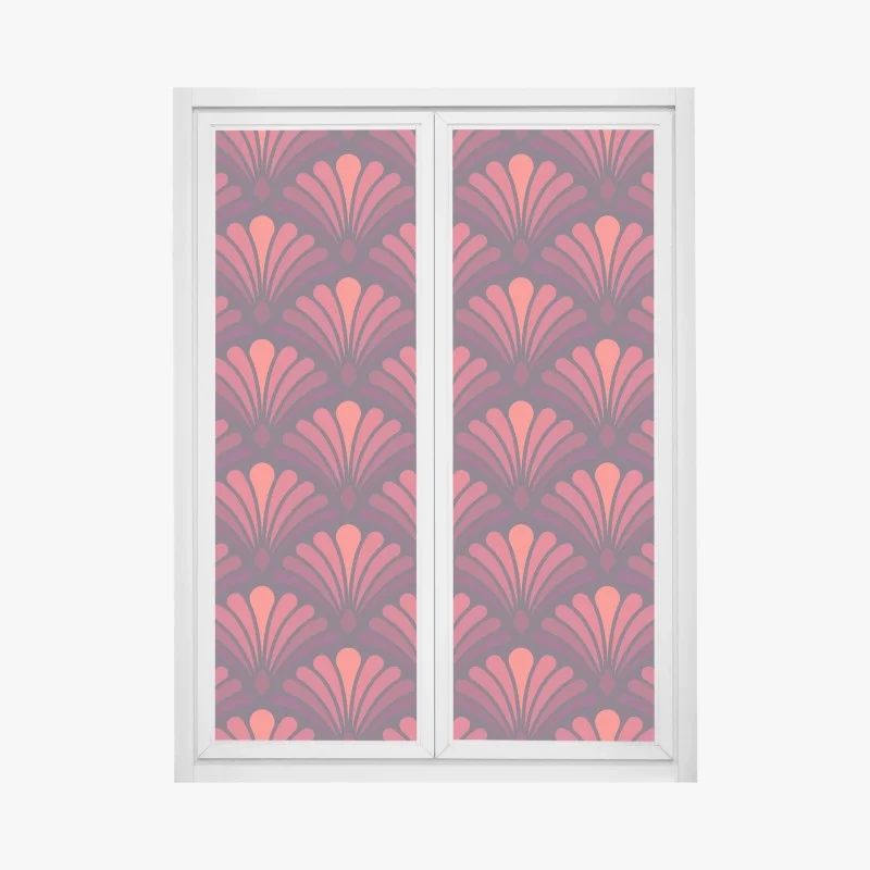 Pegatina para ventana motivo art déco en tonos rojos y burdeos