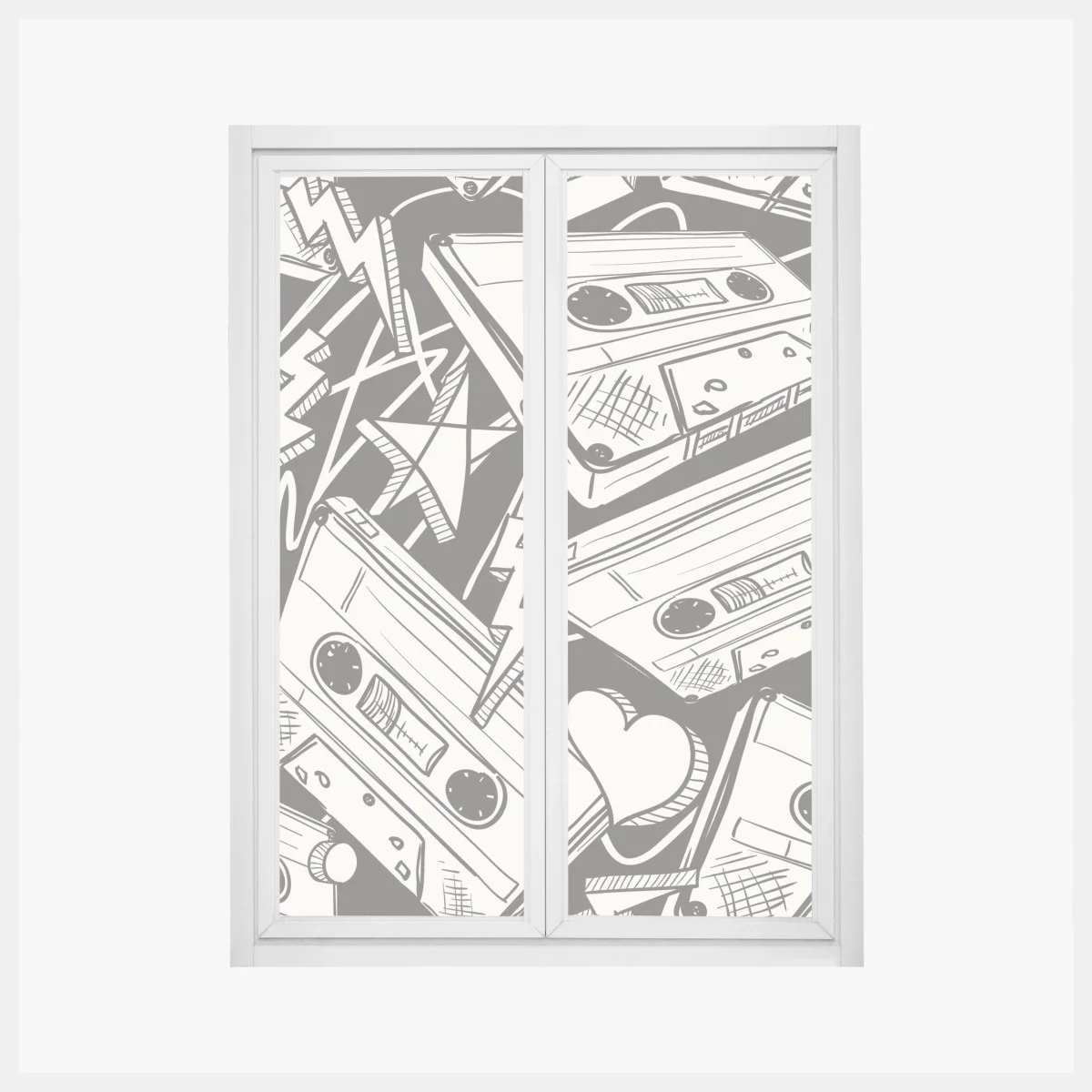 Pegatina para ventana patrón retro de casetes y corazones – Pixers® Pegatina para ventana patrón retro de casetes y corazones – Pixers®
