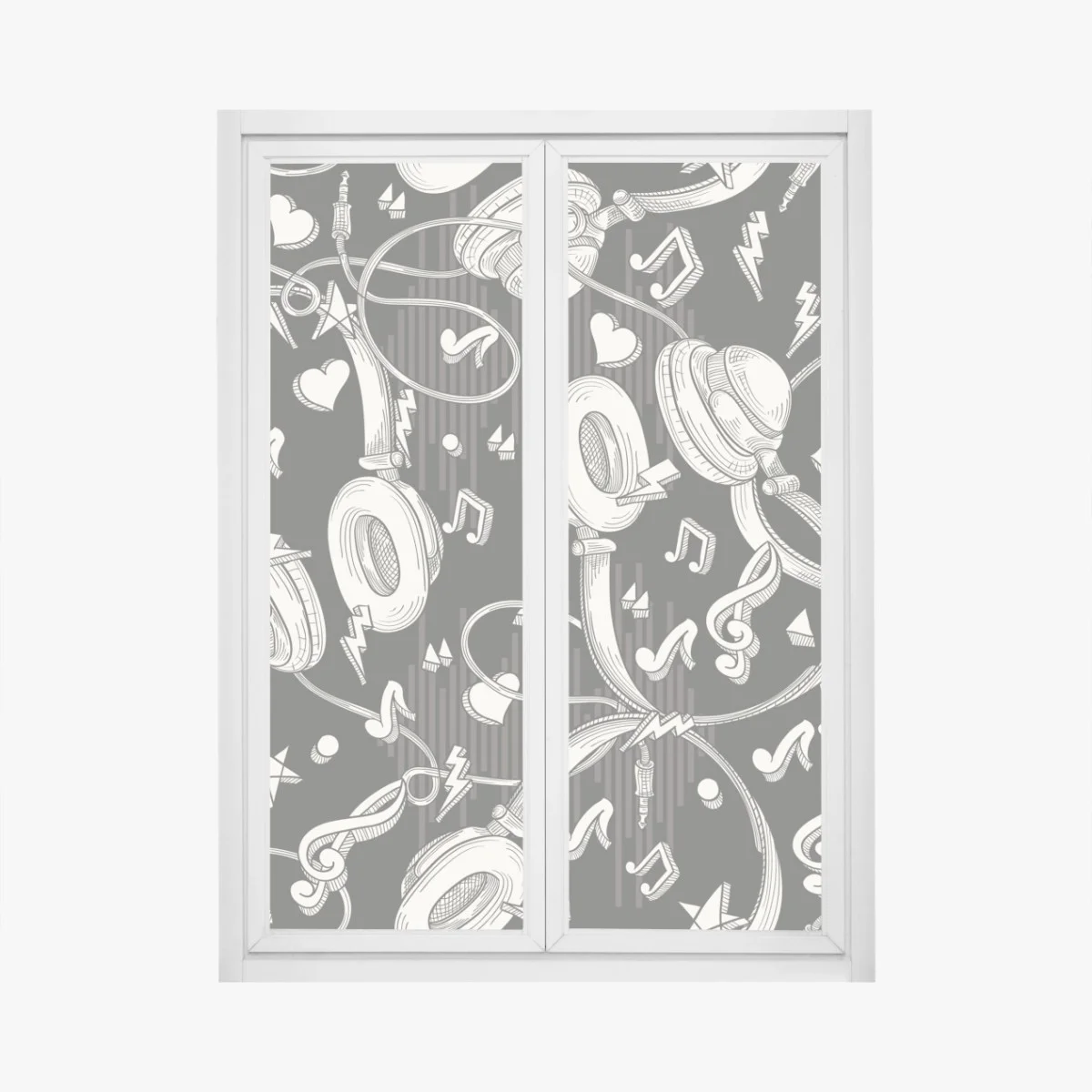 Pegatina para ventana patrón de auriculares y notas musicales – Pixers® Pegatina para ventana patrón de auriculares y notas musicales – Pixers®