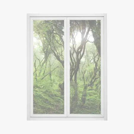 Pegatina para ventana bosque místico de musgo y niebla – Pixers®