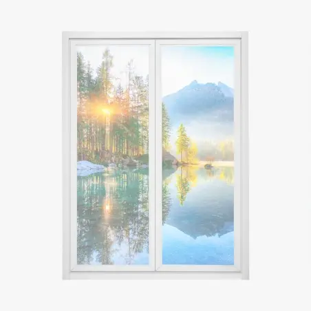 Pegatina para ventana amanecer otoñal en Hintersee – Pixers®