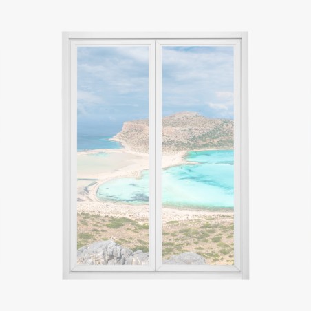 Pegatina para ventana panorámica de la laguna de Balos en Creta – Pixers®
