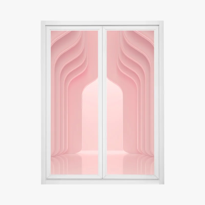 Pegatina para ventana espacio coral minimalista y futurista con arcos