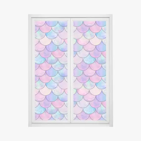 Pegatina para ventana patrón de escamas de sirena en tonos pastel – Pixers®