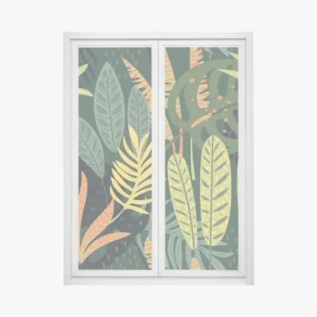 Pegatina para ventana jardín tropical exuberante – Pixers®