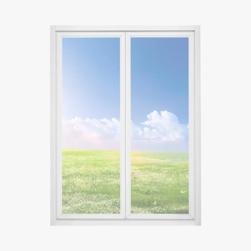 Pegatina para ventana pradera primaveral bajo cielo azul