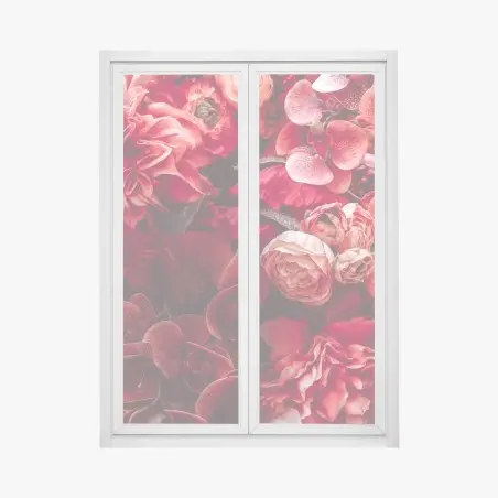 Pegatina para ventana composición floral en tonos rojos – Pixers®