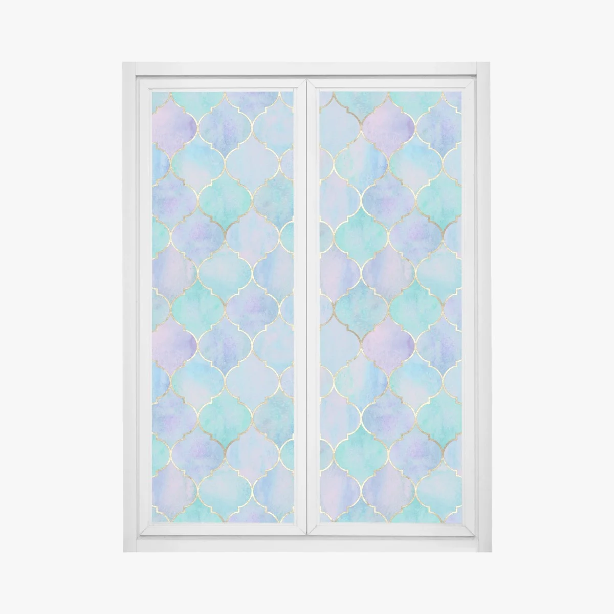 Pegatina para ventana patrón marroquí en acuarela turquesa y lavanda con contornos dorados – Pixers® Pegatina para ventana patrón marroquí en acuarela turquesa y lavanda con contornos dorados – Pixers®