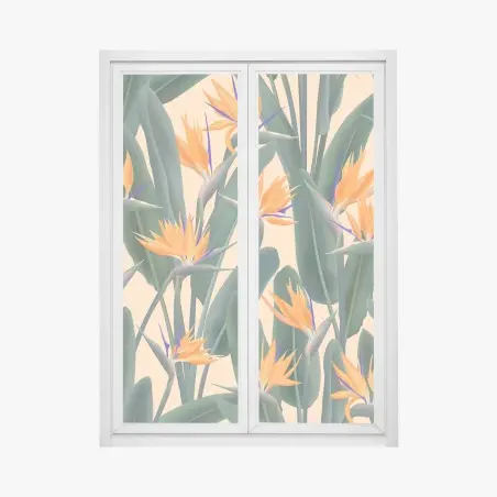 Pegatina para ventana estampado tropical de aves del paraíso – Pixers®