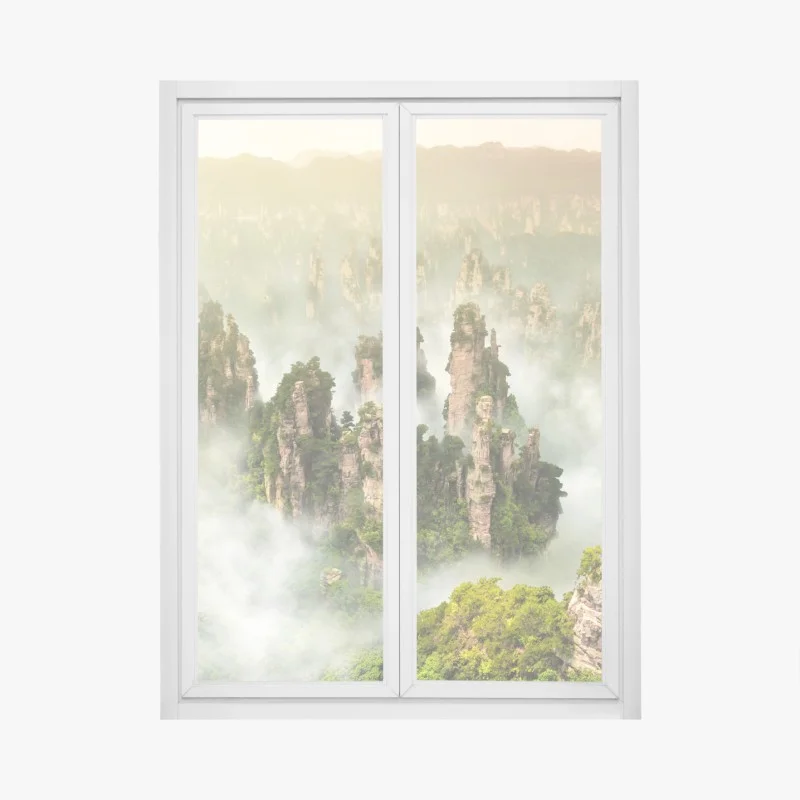Pegatina para ventana paisaje místico de Zhangjiajie en Wulingyuan