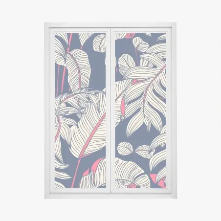 Pegatina para ventana motivo tropical estilizado en azul marino y rosa – Pixers®
