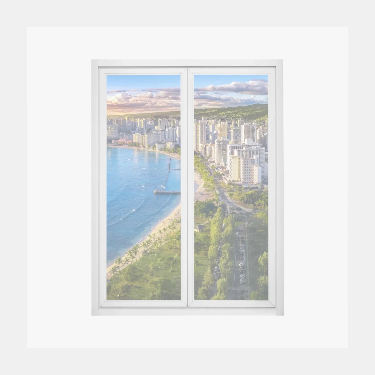 Pegatina para ventana vista panorámica de Waikiki al atardecer – Pixers® Pegatina para ventana vista panorámica de Waikiki al atardecer – Pixers®