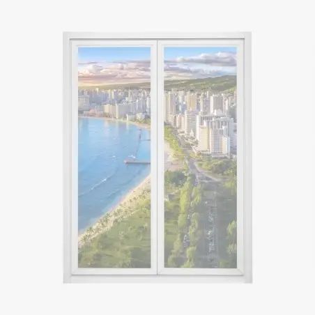 Pegatina para ventana vista panorámica de Waikiki al atardecer – Pixers®