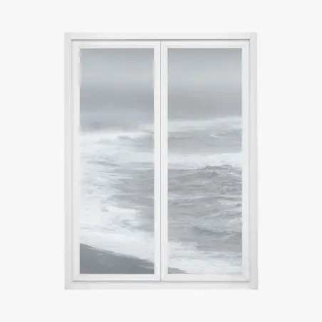 Pegatina para ventana amanecer tormentoso en la playa volcánica de Islandia – Pixers®