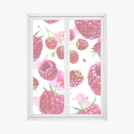 Pegatina para ventana estampado de frambuesas en acuarela – Pixers®