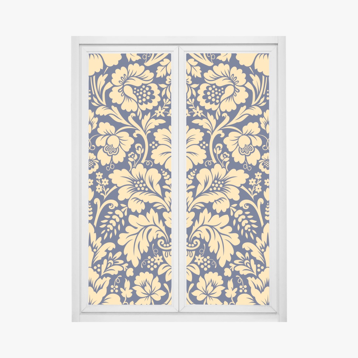 Pegatina para ventana damasco floral elegante en azul marino y dorado – Pixers®