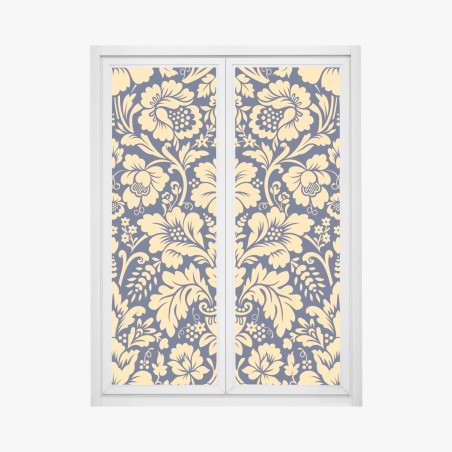Pegatina para ventana damasco floral elegante en azul marino y dorado – Pixers®