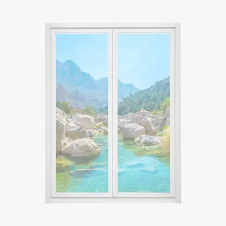 Pegatina para ventana oasis montañoso de aguas cristalinas – Pixers®
