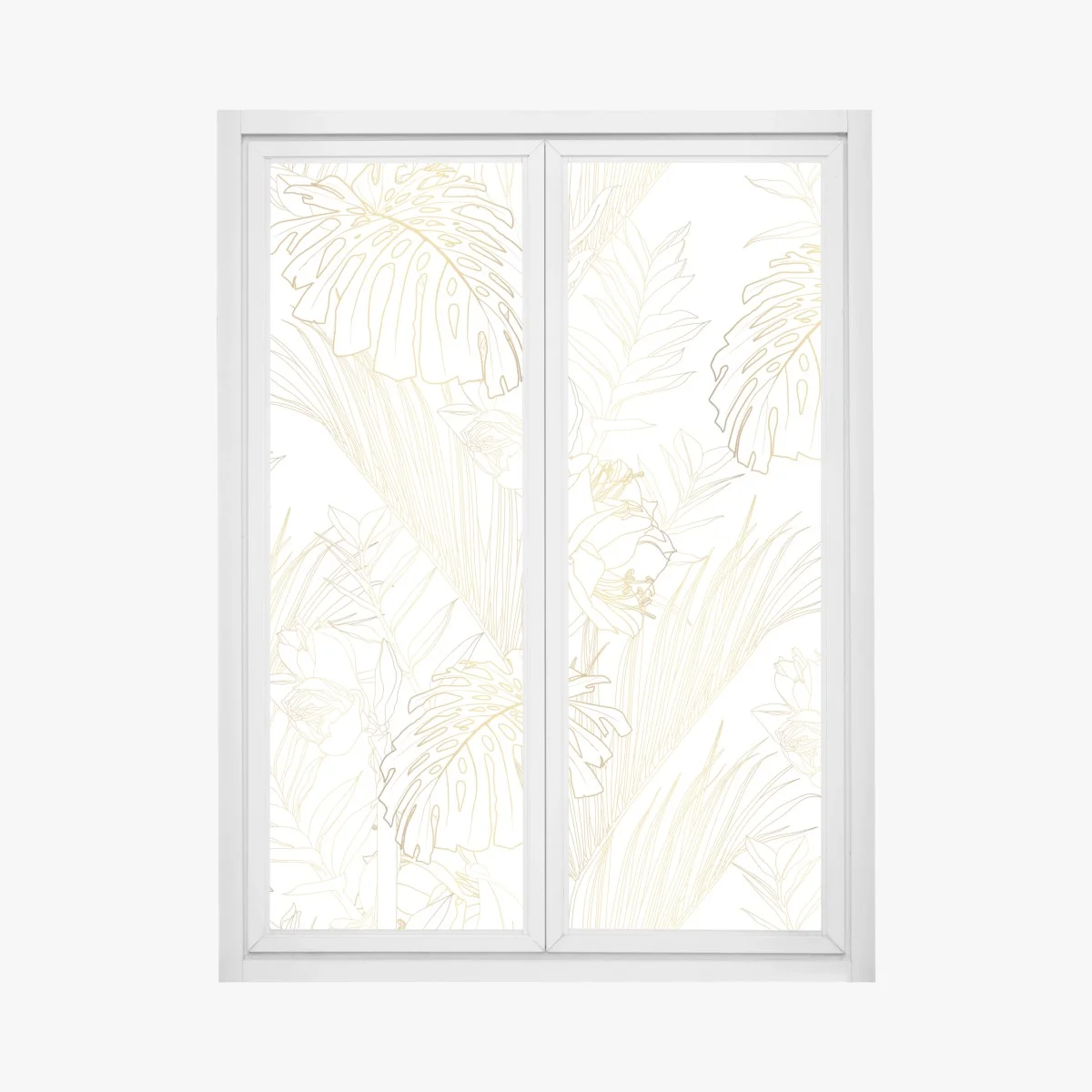 Pegatina para ventana patrón botánico dorado sobre fondo blanco – Pixers® Pegatina para ventana patrón botánico dorado sobre fondo blanco – Pixers®