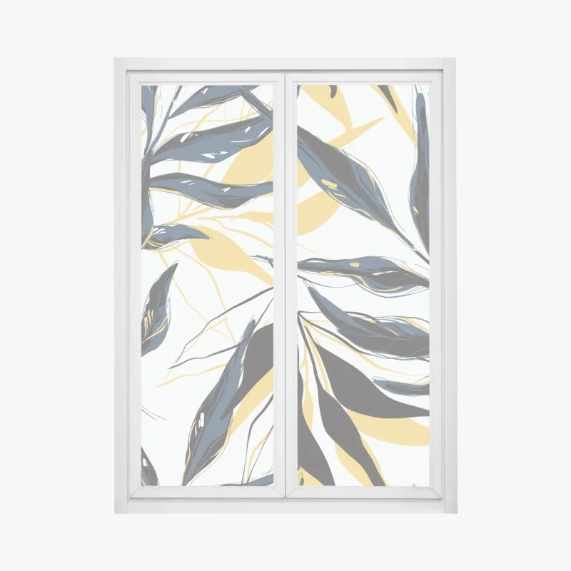Pegatina para ventana motivo botánico elegante en tonos marinos