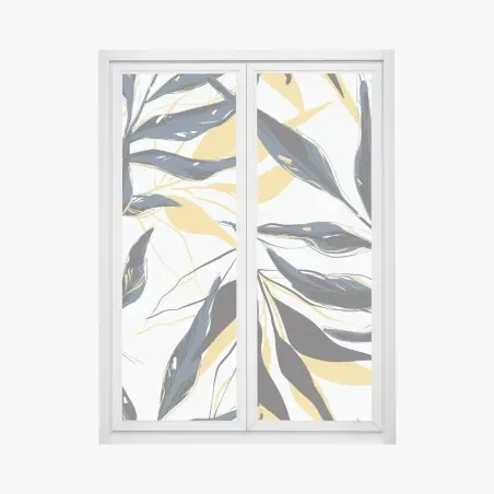 Pegatina para ventana motivo botánico elegante en tonos marinos – Pixers®