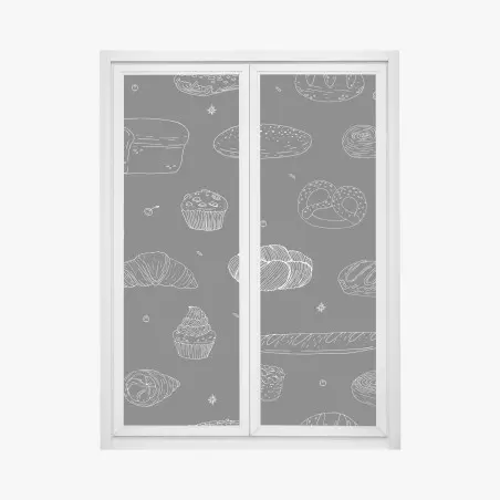 Pegatina para ventana patrón de panadería en blanco y negro – Pixers®