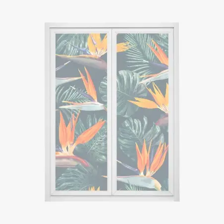 Pegatina para ventana arte botánico tropical con aves del paraíso – Pixers®