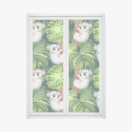 Pegatina para ventana koalas en selva tropical acuarelada – Pixers®