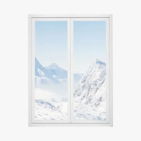 Pegatina para ventana paisaje invernal de montañas nevadas – Pixers®
