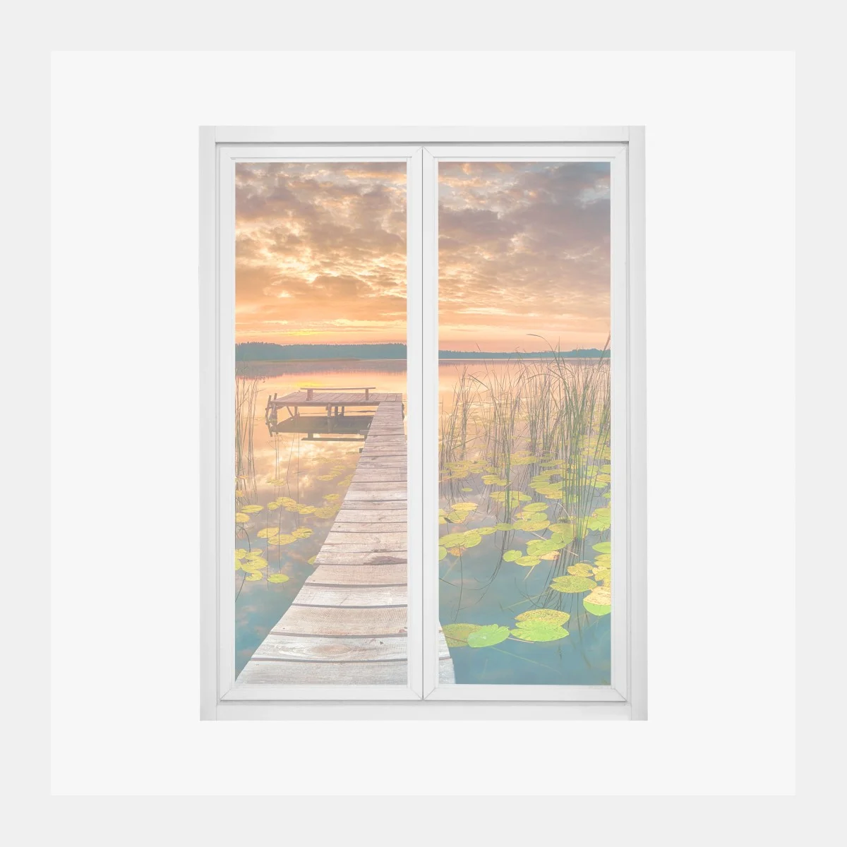 Pegatina para ventana amanecer dorado en el muelle del lago – Pixers® Pegatina para ventana amanecer dorado en el muelle del lago – Pixers®