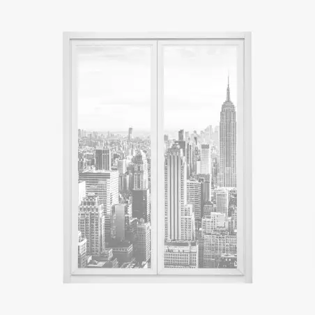 Pegatina para ventana horizonte clásico de Nueva York en blanco y negro – Pixers®