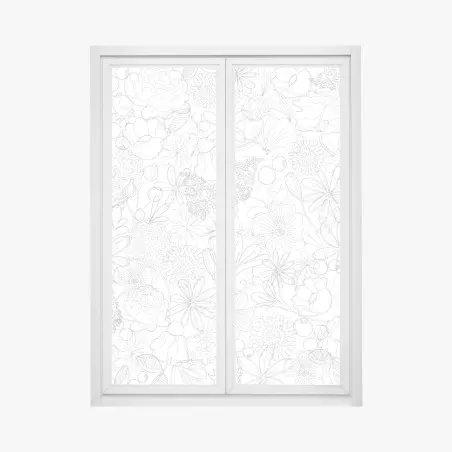 Pegatina para ventana diseño floral en líneas delicadas – Pixers®