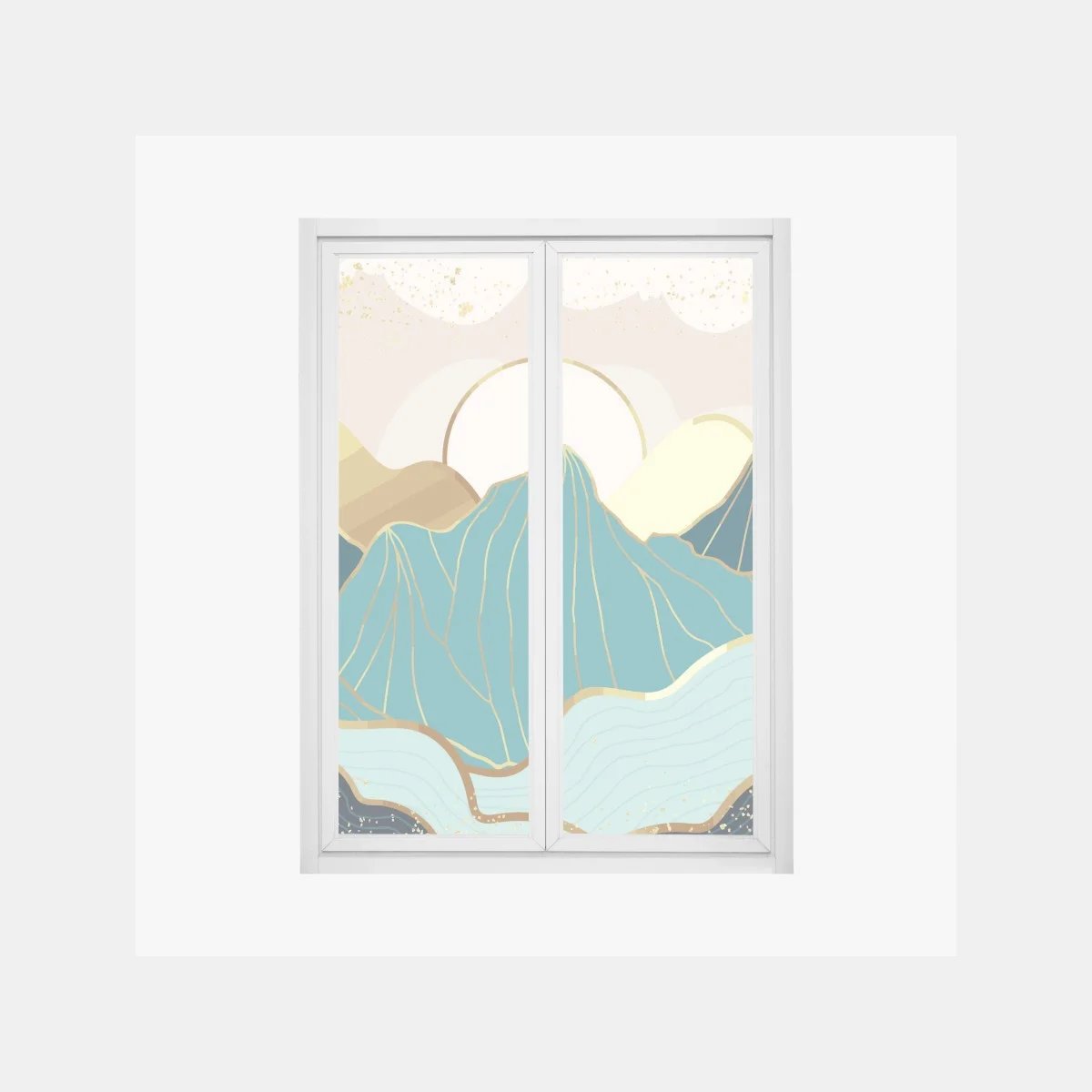 Pegatina para ventana paisaje montañoso en tonos verde azulado y dorado – Pixers® Pegatina para ventana paisaje montañoso en tonos verde azulado y dorado – Pixers®