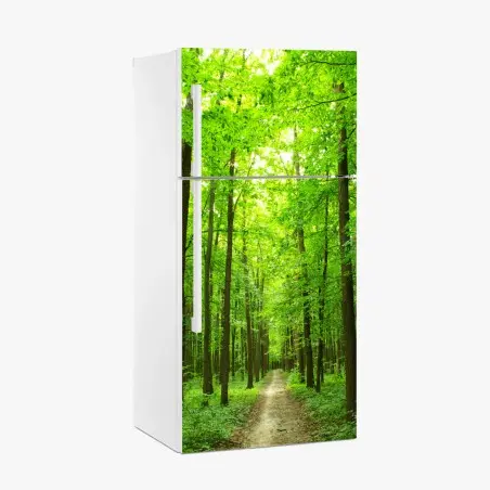 Pegatina para frigorífico sendero sereno en bosque verde – Pixers®