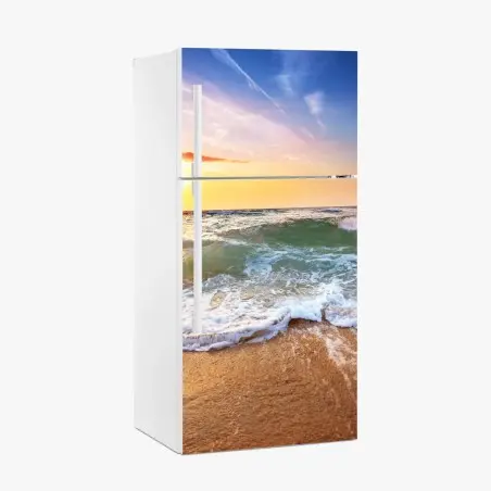 Pegatina para frigorífico atardecer dorado en la costa – Pixers®