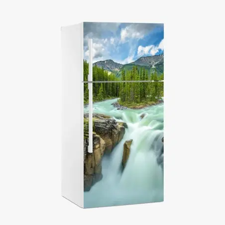 Pegatina para frigorífico catarata Upper Sunwapta en Jasper National Park – Pixers®