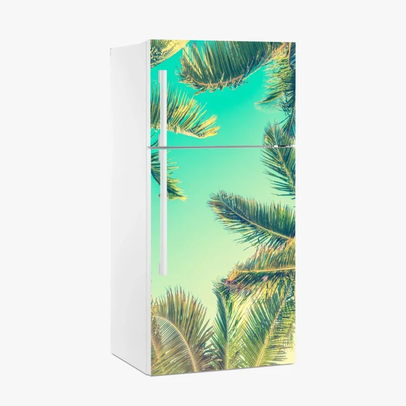 Pegatina para frigorífico palmeras retro bajo el cielo azul