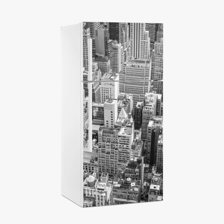 Pegatina para frigorífico panorama urbano en blanco y negro – Pixers®