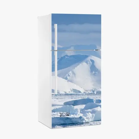 Pegatina para frigorífico serenidad polar: montañas nevadas y icebergs – Pixers®