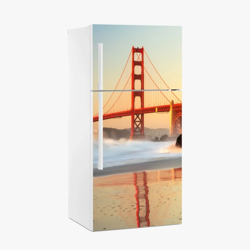 Pegatina para frigorífico amanecer sobre el puente Golden Gate en San Francisco