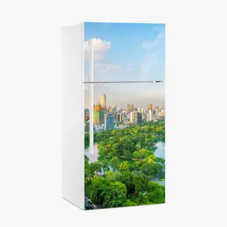 Pegatina para frigorífico panorama urbano con Lumpini en Bangkok – Pixers®