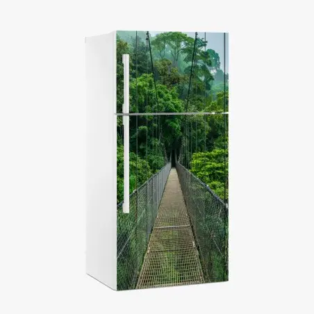 Pegatina para frigorífico pasarela colgante sobre la selva tropical – Pixers®