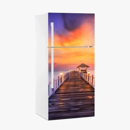 Pegatina para frigorífico muelle de madera al amanecer – Pixers®