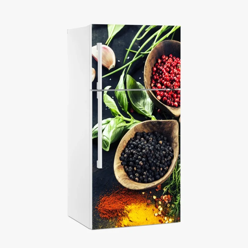 Pegatina para frigorífico composición de hierbas y especias aromáticas