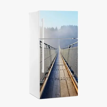 Pegatina para frigorífico puente colgante entre niebla para decoración de pared – Pixers®