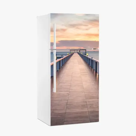 Pegatina para frigorífico muelle hacia el horizonte al atardecer – Pixers®