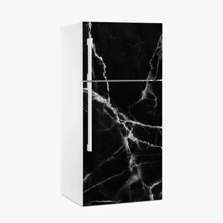 Pegatina para frigorífico mármol negro con vetas blancas y contraste elegante – Pixers®