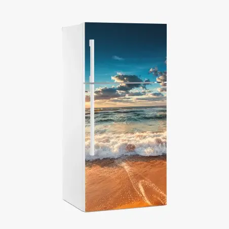 Pegatina para frigorífico amanecer dorado sobre el mar – Pixers®